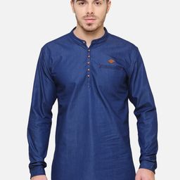 Kuons Avenue Men Blue Denim Short Kurta-image-72