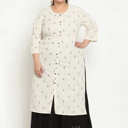 Sringam Plus Size Ethnic Motifs Embroidered Straight Cotton Kurta-picture-23