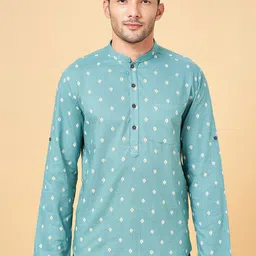 indus route by Pantaloons Mandarin Collar Geometric Embroidered Straight Kurta-image-53