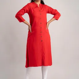 MAUKA Women Red Embroidered Kurta-picture-24