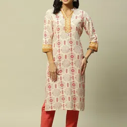 Rangriti Ethnic Motifs Printed V-Neck Strigth Kurta-image-37