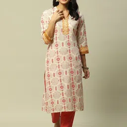 Rangriti V Neck Ethnic Motifs Printed Kurta-picture-42