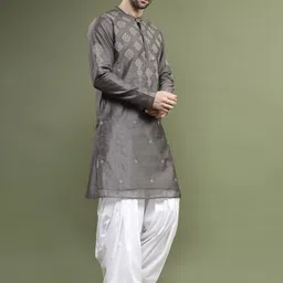 Ramas Ethnic Motifs Embroidered Band Collar Kurta-image-2