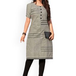 MIRAAN Striped Pure Cotton Straight Kurta-image-25