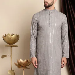 Anouk Floral Embroidered Sequined Pure Cotton Straight Kurta-image-21