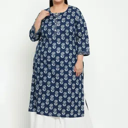 Sringam Plus Size Women Blue Printed Kurta-image-21