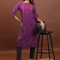 KETCH Ethnic Motifs Printed Round Neck Straight Kurta-picture-50