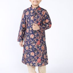TABARD Boys Blue Floral Printed Flared Sleeves Kurta-image-20
