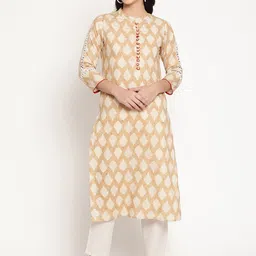 Be Indi Women Round Neck Ethnic Motifs Straight Side Slits Regular Kurta-picture-14