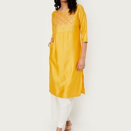 max Women Geometric Yoke Design Flared Sleeves Kurta-75