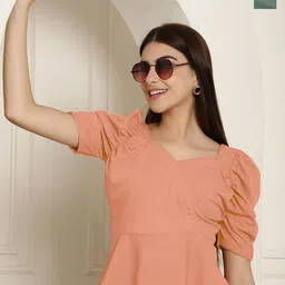 Tromko Women Pack Of 2 Sweetheart Neck Puff Sleeve Peplum Top-picture-28