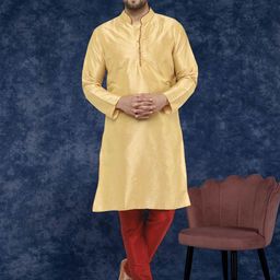 SKAVIJ Mandarin Collar Long Sleeves Regular Straight Kurta With Churidar-image-43