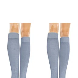 MUKHAKSH Pair of 2 Solid Grey Knee Length Socks-image-74