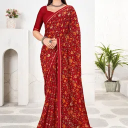 Panzora Floral Pure Chiffon Designer Saree-image-65