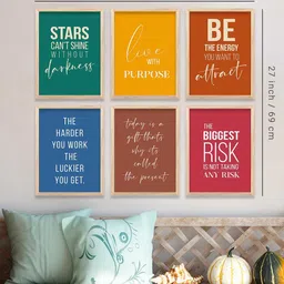 WALLLANE Multicoloured Modern Wall Art With Frames (Set of 6) image 3