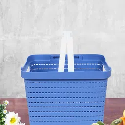 Kuber Industries 2 Pcs Blue & Grey Self-Design Stationery Storage Tote Baskets-40