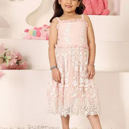 ADORNIA Girls Floral Embroidered Net Fit & Flare Dress-picture-41
