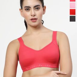 LILY Women Pack Of 4 Full Coverage Non Padded Sports Bra-41