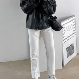HERE&NOW Men Spread Collar Solid Leather Casual Leather Jacket-picture-54