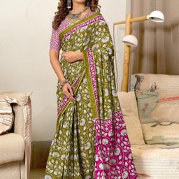 Panzora Floral Block Print Saree-picture-53