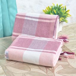 FABINALIV Pink & White 2 Striped Cotton 225 GSM Bath Towel-image-86