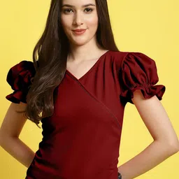 Metronaut Women V-Neck Short Sleeves Top-image-19
