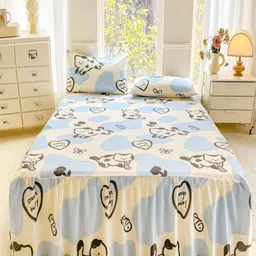JC HOME Beige & Blue Printed 140 TC King Bedsheet Set 2 m x 1.8 m-image-95