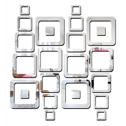 Wall1ders Silver Toned 24 Pieces Acrylic Square Mirror Wall Stickers-image-18