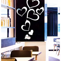 Wall1ders Silver Toned 8 Pieces Acrylic Heart Shaped Mirror Wall Stickers-image-37