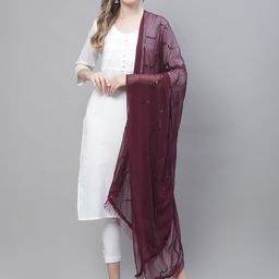 LOOM LEGACY Embroidered Cotton Silk Dupatta With Sequinned-22