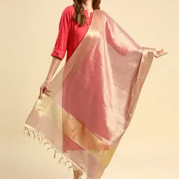 Dupatta Bazaar Pink & Gold-Toned Dupatta with Zari-40