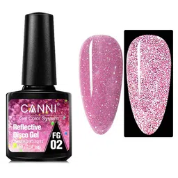 CANNI Reflective Disco Gel Sparkle Soak Off UV & LED Nail Polish 7.3 ml - Shade FG02-image-17