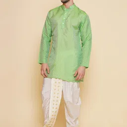 Sethukrishna Geometric Woven Design Mandarin Collar Straight Kurta-image-73