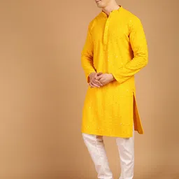 SOJANYA Ethnic Motifs Embroidered Sequined Pure Cotton Kurta-image-85