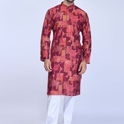 BELLAZO Abstract Printed Mandarin Collar Straight Kurta-image-82