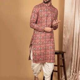 KISAH Mandarin Collar Ethnic Motifs Printed Straight Kurta-picture-24