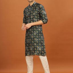 Anouk Geometric Printed Mandarin Collar Cotton Straight Kurta-picture-20