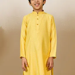 Sanwara Boys Striped Mandarin Collar Flared Sleeves Thread Work Pathani Kurta-13