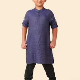 Fabindia Boys Striped Mandarin Collar Kurta-picture-44