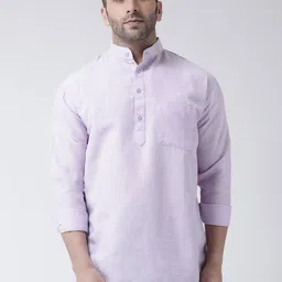 RIAG Mandarin Collar Roll Up Sleeves Cotton Indigo Short Kurta-image-38