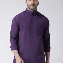 RIAG Mandarin Collar Roll Up Sleeves Cotton Indigo Short Kurta-picture-16