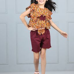 Cutiekins Girls Floral Printed Top With Shorts-image-43