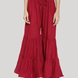 Clora Creation Women Maroon Flared Ethnic Palazzos-image-35