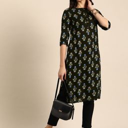 Anouk Women Floral Printed Round Neck Straight Kurta-29