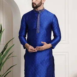 SOJANYA Men Blue Embroidered Straight Kurta-picture-46