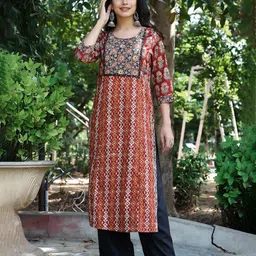 Jaipur Kurti Women Brown & Beige Printed Straight Kurta-13