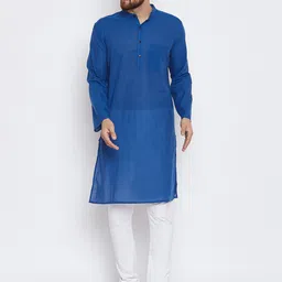 even Men Blue Solid Straight Kurta-image-77