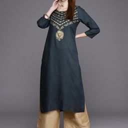 Varanga Women Yoke Design Indigo Kurta-image-99