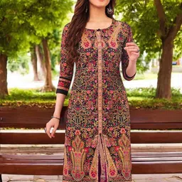 Jevi Prints Women Floral Printed Thread Work Indie Prints Kurta-picture-28