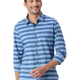 SNX Horizontal Striped Pure Cotton Shirt-image-53